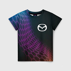 Футболка детская Mazda neon hexagon, цвет: 3D-принт