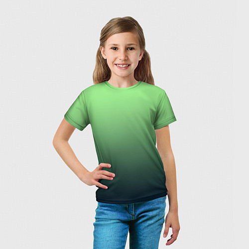 Детская футболка Градиент зелёный в синий / 3D-принт – фото 5