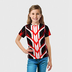 Футболка детская Красные полосы на чёрно-белом фоне, цвет: 3D-принт — фото 2