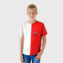 Футболка детская AUDI logo полосы, цвет: 3D-принт — фото 2