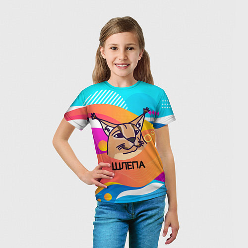 Детская футболка Нарисованный кот Шлепа pop art / 3D-принт – фото 5