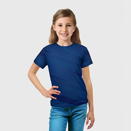 Детская футболка Тёмно-синий полосами / 3D-принт – фото 5