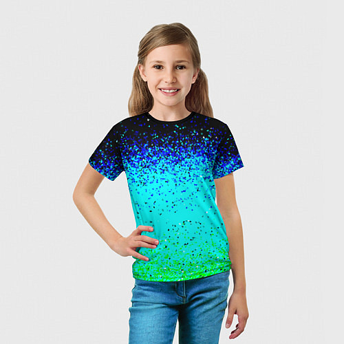 Детская футболка Пикселизация неоновых цветов / 3D-принт – фото 5