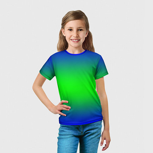 Детская футболка Зелёный градиент текстура / 3D-принт – фото 5
