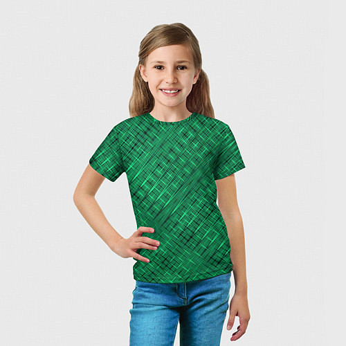 Детская футболка Насыщенный зелёный текстурированный / 3D-принт – фото 5