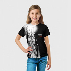 Футболка детская Ауди - следы от шин, цвет: 3D-принт — фото 2