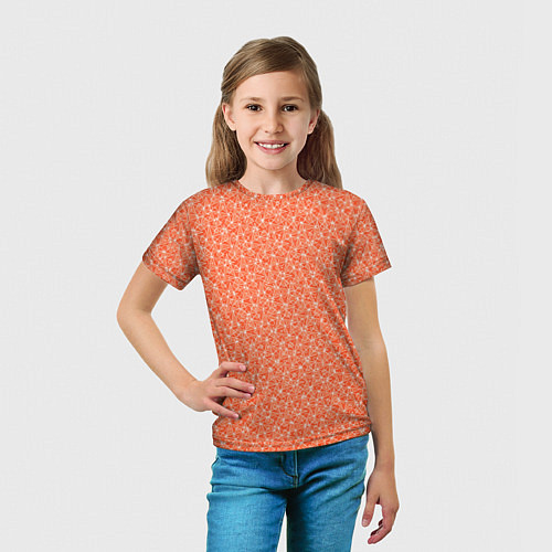Детская футболка Оранжевый мелкий рисунок / 3D-принт – фото 5