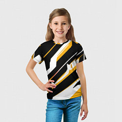 Футболка детская Жёлто-белые широкие линии на чёрном фоне, цвет: 3D-принт — фото 2