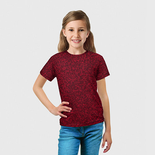 Детская футболка Текстурированный красно-чёрный / 3D-принт – фото 5