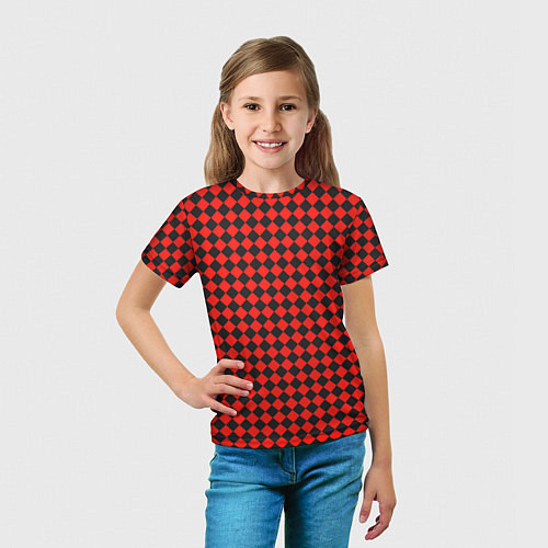 Детская футболка Паттерн черных квадратов / 3D-принт – фото 5