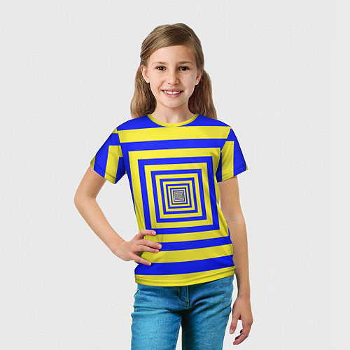 Детская футболка Квадраты уходящие в даль / 3D-принт – фото 5