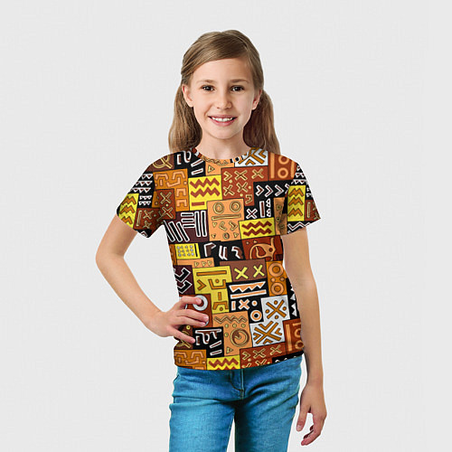Детская футболка Африканские этнический коллаж / 3D-принт – фото 5