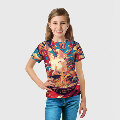 Детская футболка Cat and ramen / 3D-принт – фото 5
