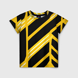 Футболка детская Чёрно-белые полосы на жёлтом фоне, цвет: 3D-принт