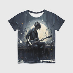 Детская футболка Играющий на гитаре в свете Луны музыкант