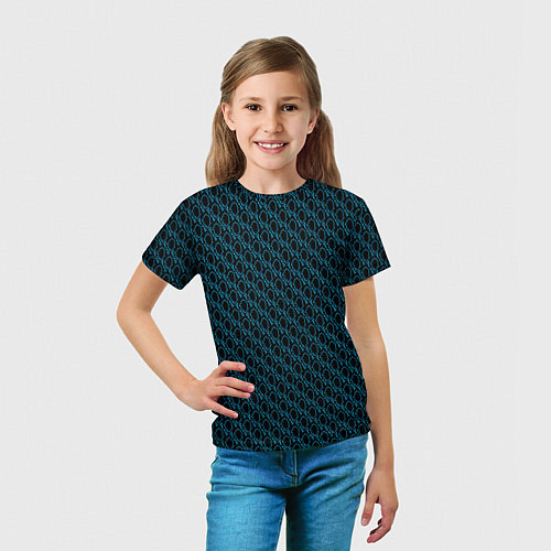 Детская футболка Чёрно-синий паттерн узор / 3D-принт – фото 5