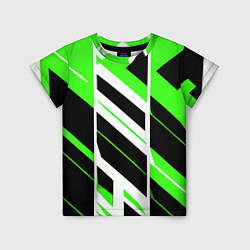 Футболка детская Black and green stripes on a white background, цвет: 3D-принт