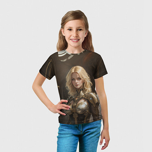 Детская футболка Девушка стимпанковской броне / 3D-принт – фото 5