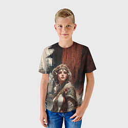 Футболка детская Девушка на фоне футуристичного города, цвет: 3D-принт — фото 2