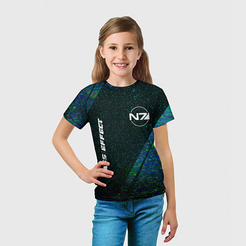 Детская футболка Mass Effect glitch blue / 3D-принт – фото 5