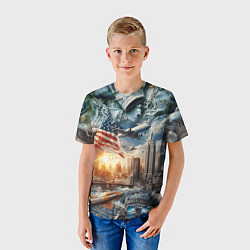 Футболка детская Американский коллаж - нейросеть, цвет: 3D-принт — фото 2