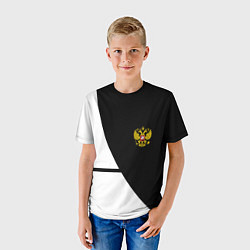 Футболка детская Герб РФ текстура спорт, цвет: 3D-принт — фото 2