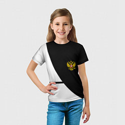 Футболка детская Герб РФ текстура спорт, цвет: 3D-принт — фото 2