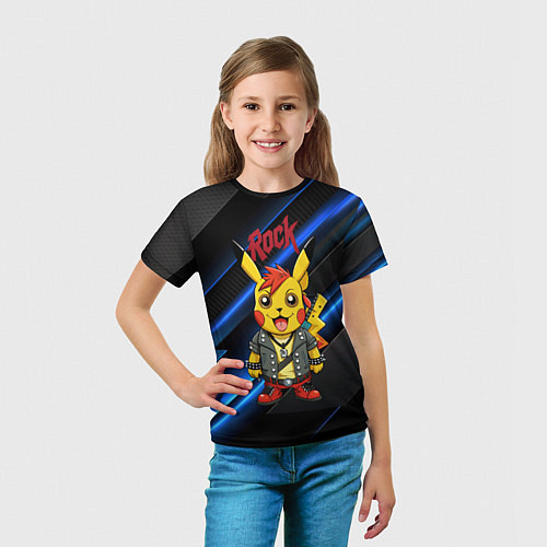 Детская футболка Радостный Пикачу рок звезда / 3D-принт – фото 5