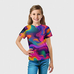 Футболка детская Неоновые формы, цвет: 3D-принт — фото 2