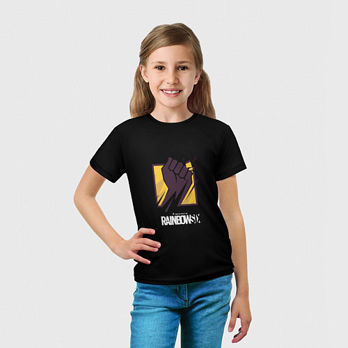 Детская футболка Радуга 6 лого стиль / 3D-принт – фото 5