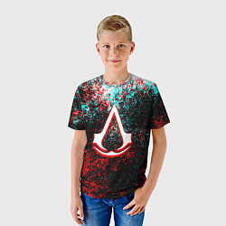 Футболка детская Assassins Creed logo glitch, цвет: 3D-принт — фото 2