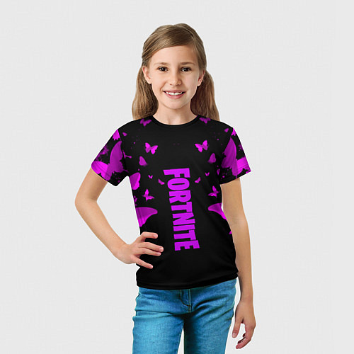 Детская футболка Fortnite buterfly neon / 3D-принт – фото 5