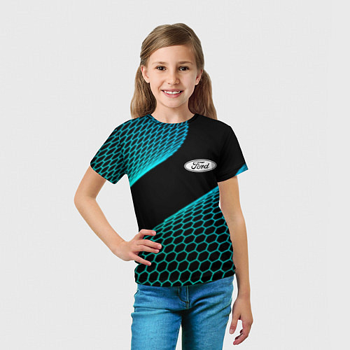 Детская футболка Ford electro hexagon / 3D-принт – фото 5