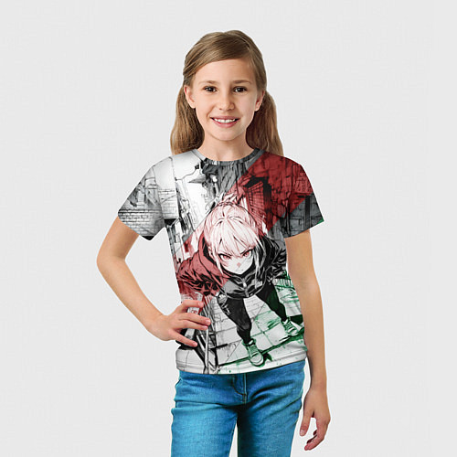 Детская футболка Пристально смотрящая девушка / 3D-принт – фото 5