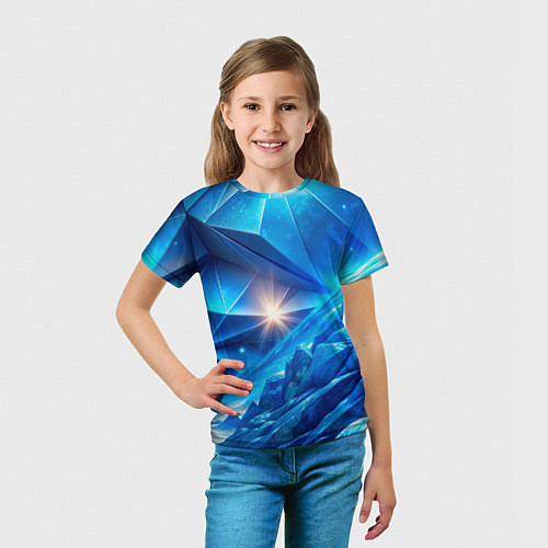 Детская футболка Синяя объемная абстракция со вспышкой / 3D-принт – фото 5