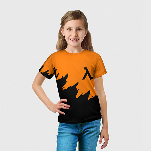 Детская футболка Half life чёрно оранжевый / 3D-принт – фото 5