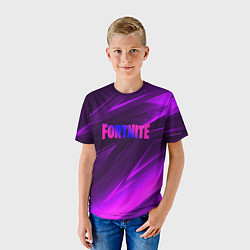 Футболка детская Fortnite neon stripes angles logo, цвет: 3D-принт — фото 2