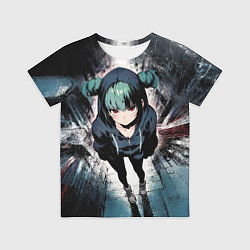 Футболка детская Девчонка с красными глазами, цвет: 3D-принт