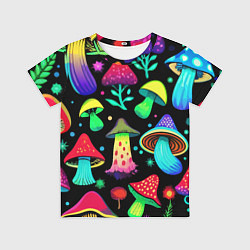 Футболка детская Биолюминесцентные кислотные грибы, цвет: 3D-принт