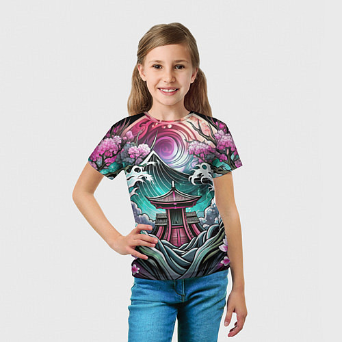 Детская футболка Японский пейзаж природа / 3D-принт – фото 5