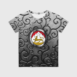 Футболка детская Металический орнамент и герб Осетии, цвет: 3D-принт