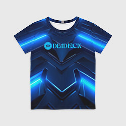 Футболка детская Deadlock logo и синий неон, цвет: 3D-принт