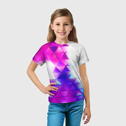 Детская футболка Неоновые треугольники абстракция / 3D-принт – фото 5