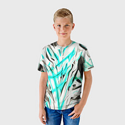 Футболка детская Чёрно-голубая агрессивная абстракция на белом фоне, цвет: 3D-принт — фото 2