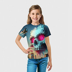 Футболка детская Cool pixel skull - ai art fantasy, цвет: 3D-принт — фото 2
