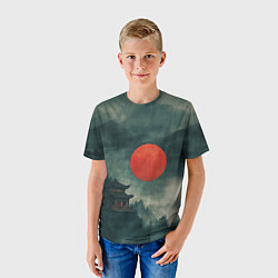 Футболка детская Храм в горах - японский пейзаж, цвет: 3D-принт — фото 2