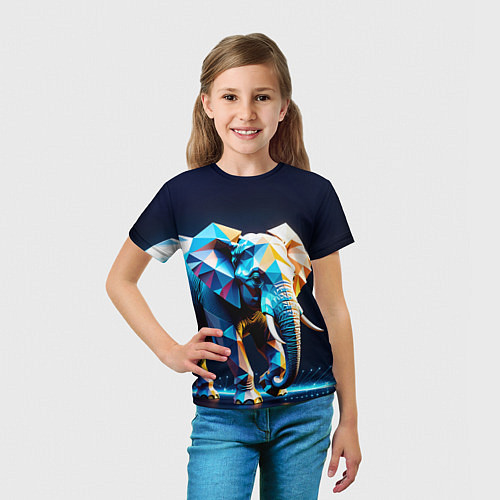 Детская футболка Большой полигональный слон / 3D-принт – фото 5