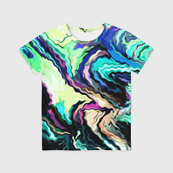 Футболка детская Абстракция смесь красок сине-зелёный, цвет: 3D-принт