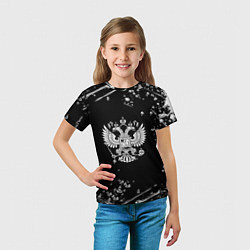 Футболка детская Герб РФ черно белые краски, цвет: 3D-принт — фото 2