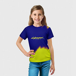 Футболка детская Cyberpunk 2077 краски жёлтые, цвет: 3D-принт — фото 2